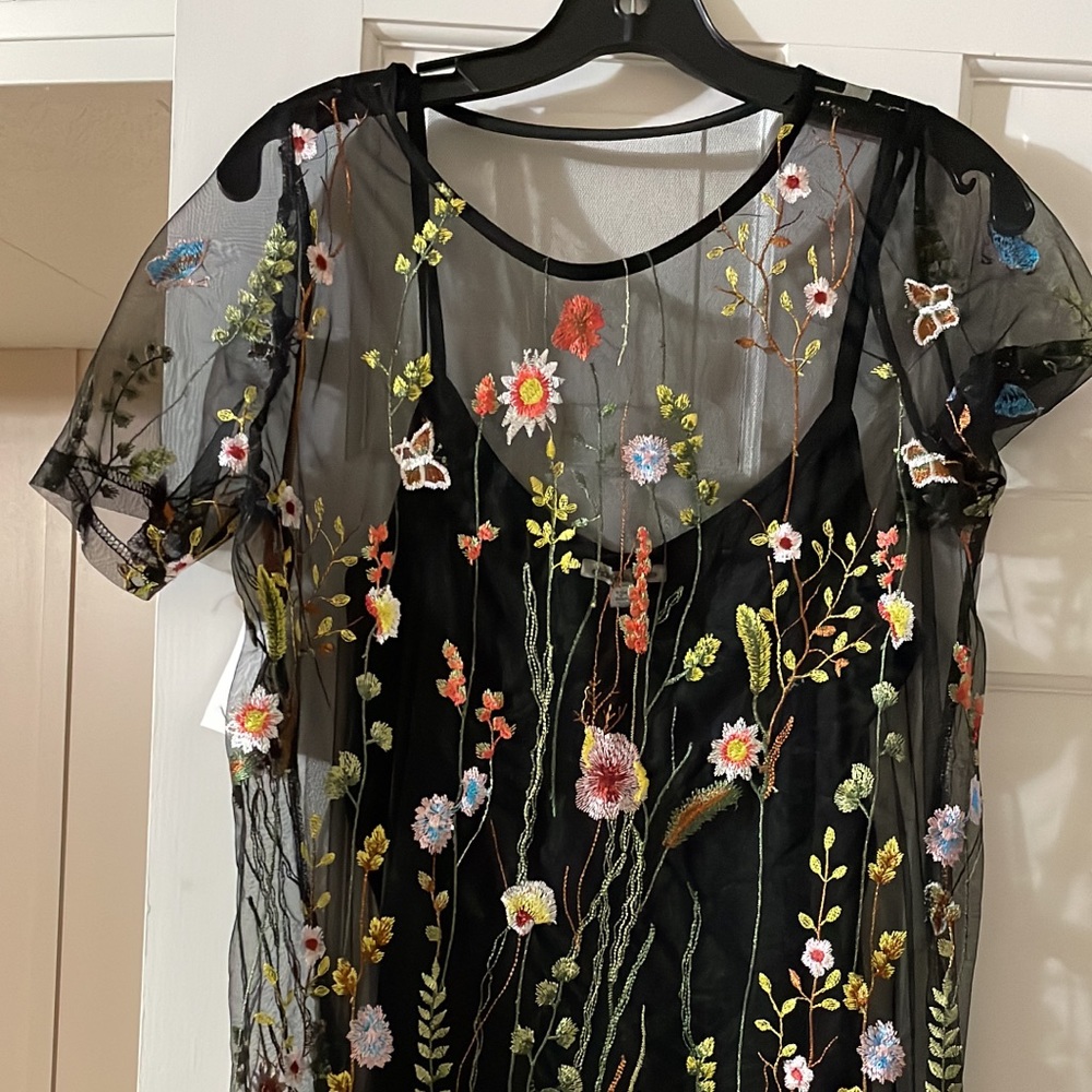 Charlotte Russe floral mesh overlay mini dress